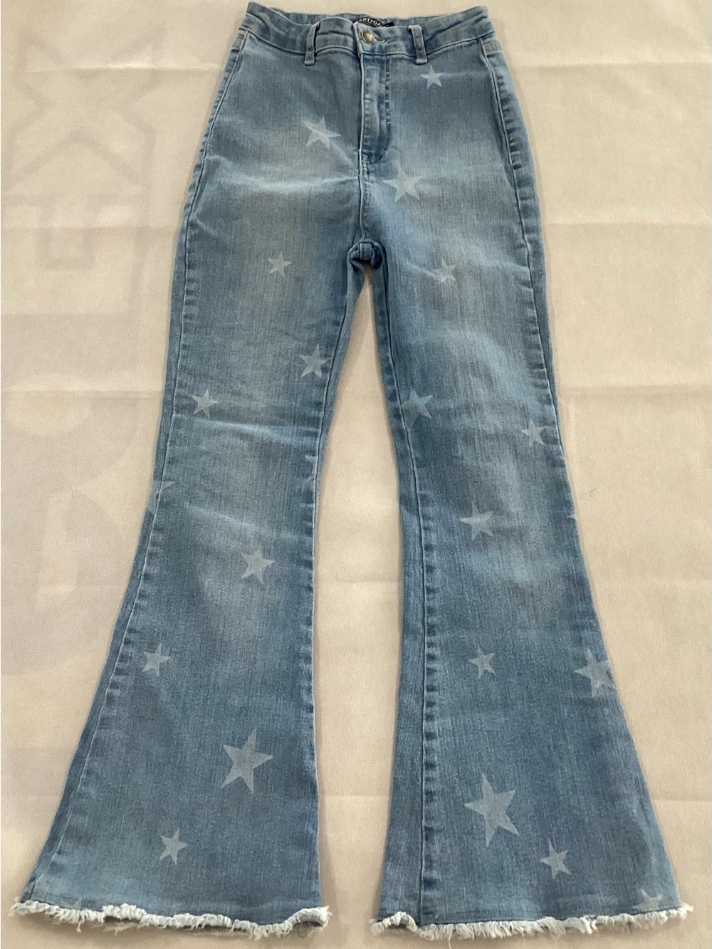 Nasty Gal Light Blue Star-Print Flare Jeans size 2 #35o